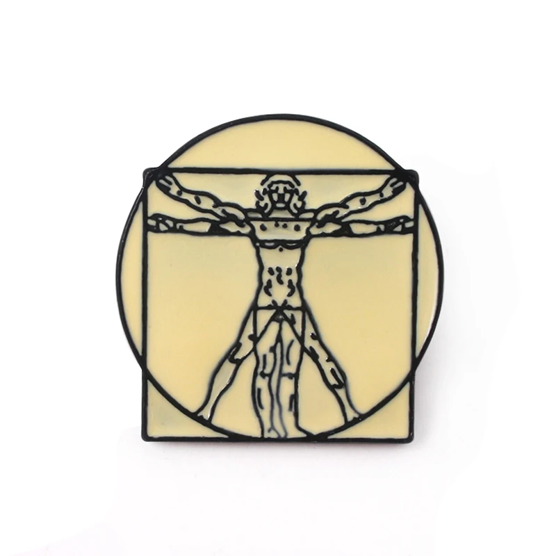 Da Vinci's Painting Vitruvian Man Enamel Pins Brooch for Women Men Badge Jewelry | Украшения и аксессуары