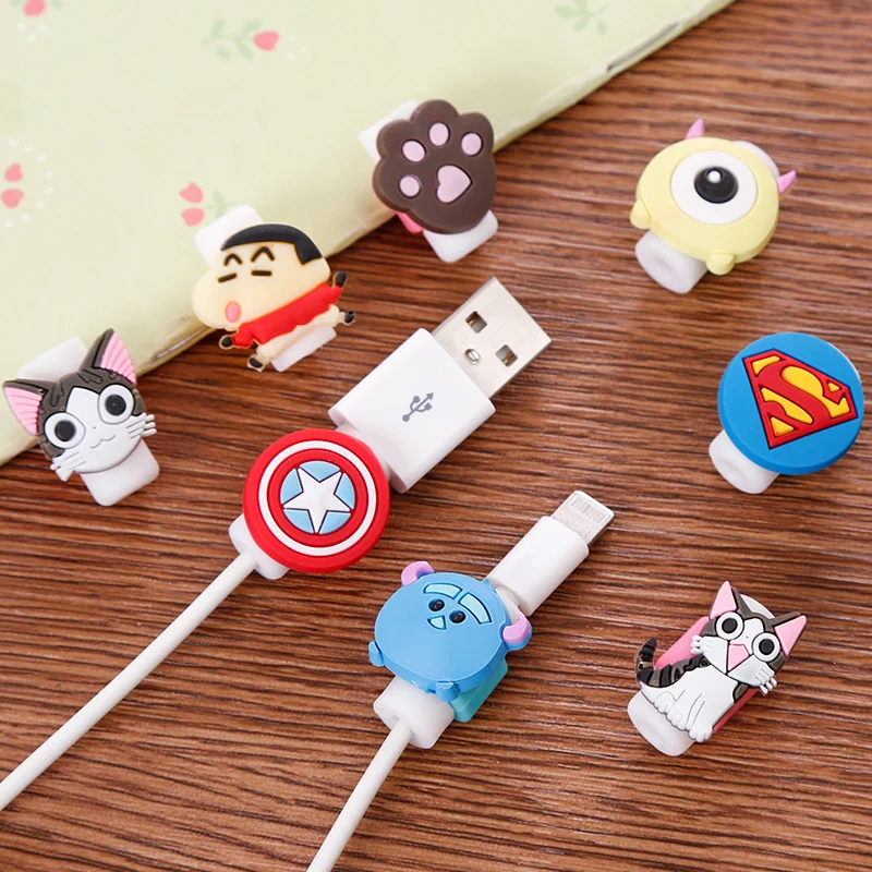 FFFAS мультфильм USB кабель протектор Организатор довольно Winder чехол в виде ракушки для Apple IPhone 5 5S 6 6s 7 8 X Plus защита кабеля