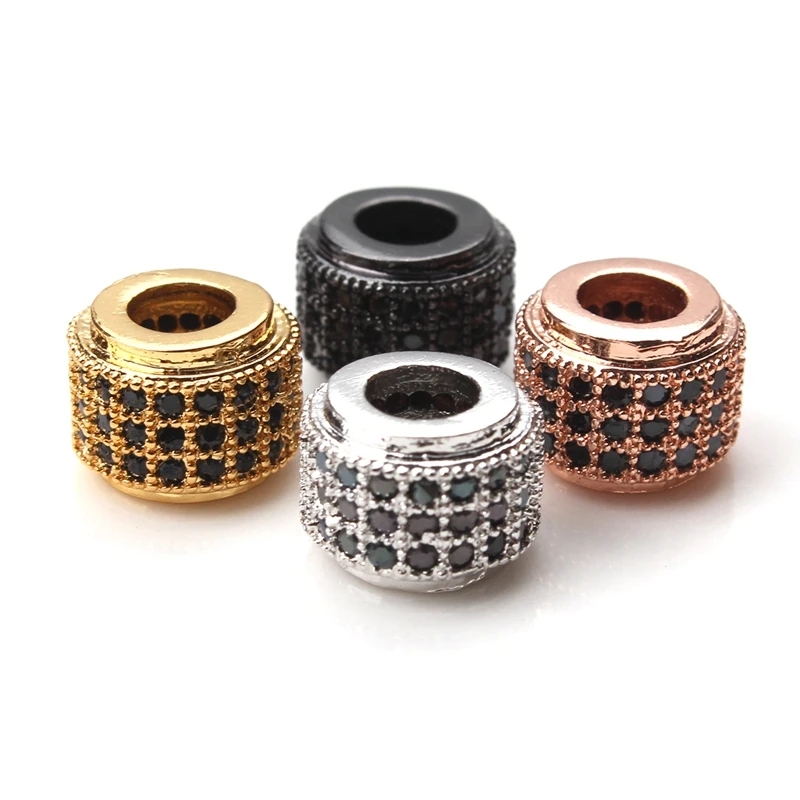 1 шт. модные micro pave Белый Черный Кристалл космические бусы Размер отверстия 4 мм