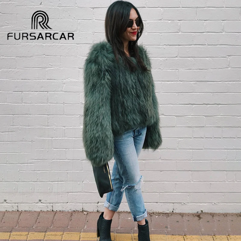 Новая женская шуба FURSARCAR из натурального меха короткая стильная натуральной кожи
