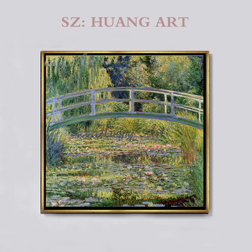 Ручная роспись высокое качество классика мост водной лилии произведение
