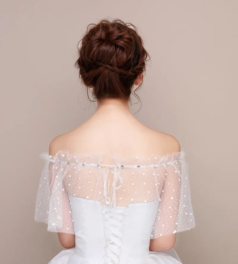 Для женщин Свадебное Болеро Пальто See Through Назад Кружево Накидки элегантные