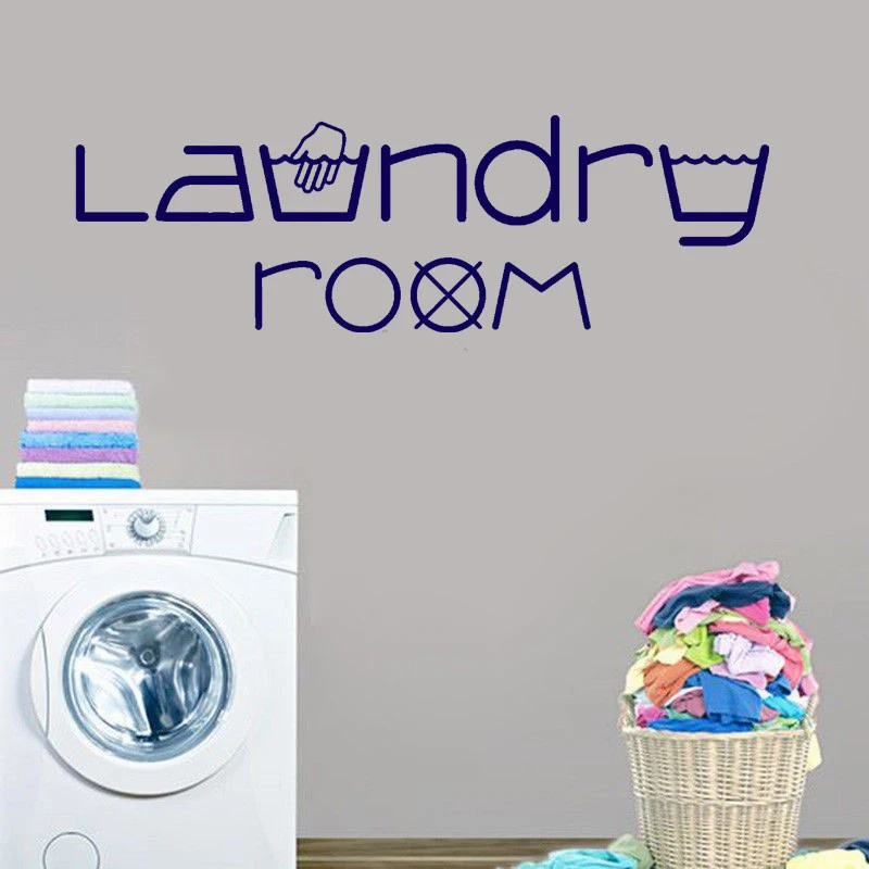 Виниловая наклейка на стену с логотипом стиральной комнаты фрески окна