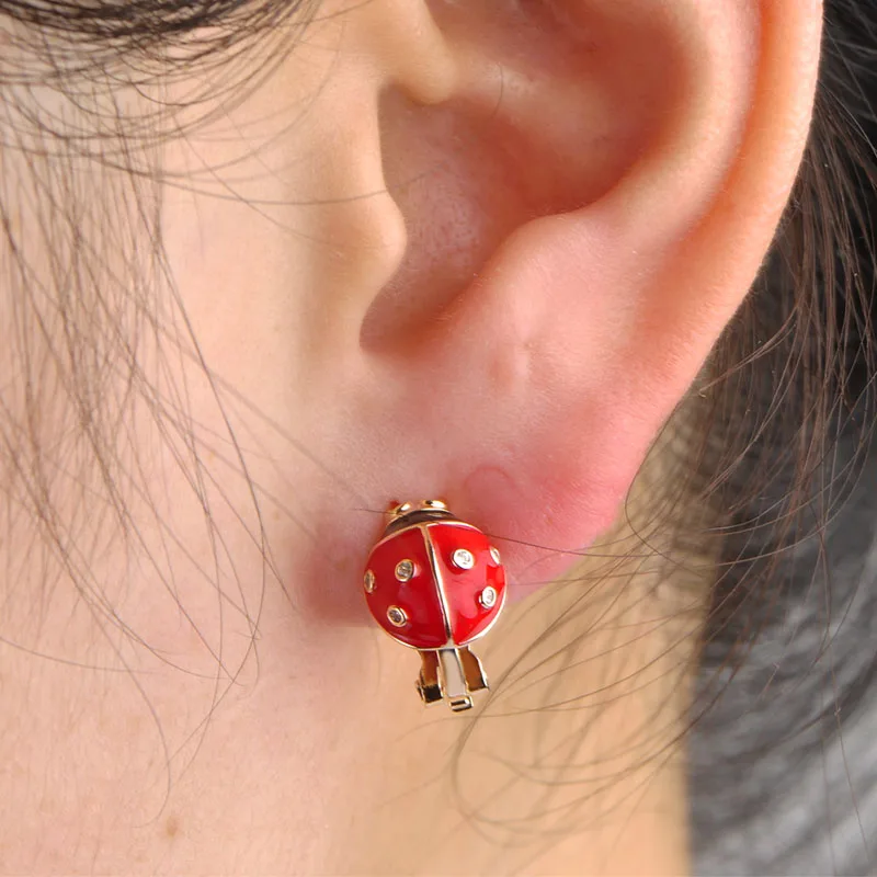 FUNMOR эмалевая божья коровка маленькие ушные манжеты хрустальные стразы клипсы