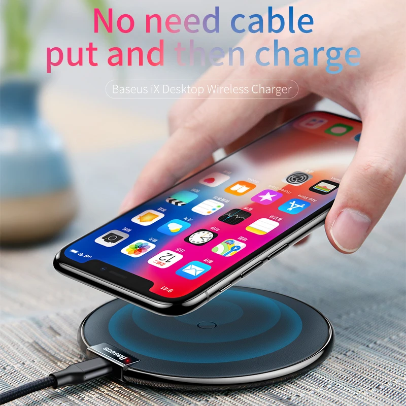 Беспроводное зарядное устройство Baseus из кожи Qi для iPhone 11 Pro Xs Max X samsung Note 10 S10 Xiaomi Mi 9 Быстрая Беспроводная зарядка