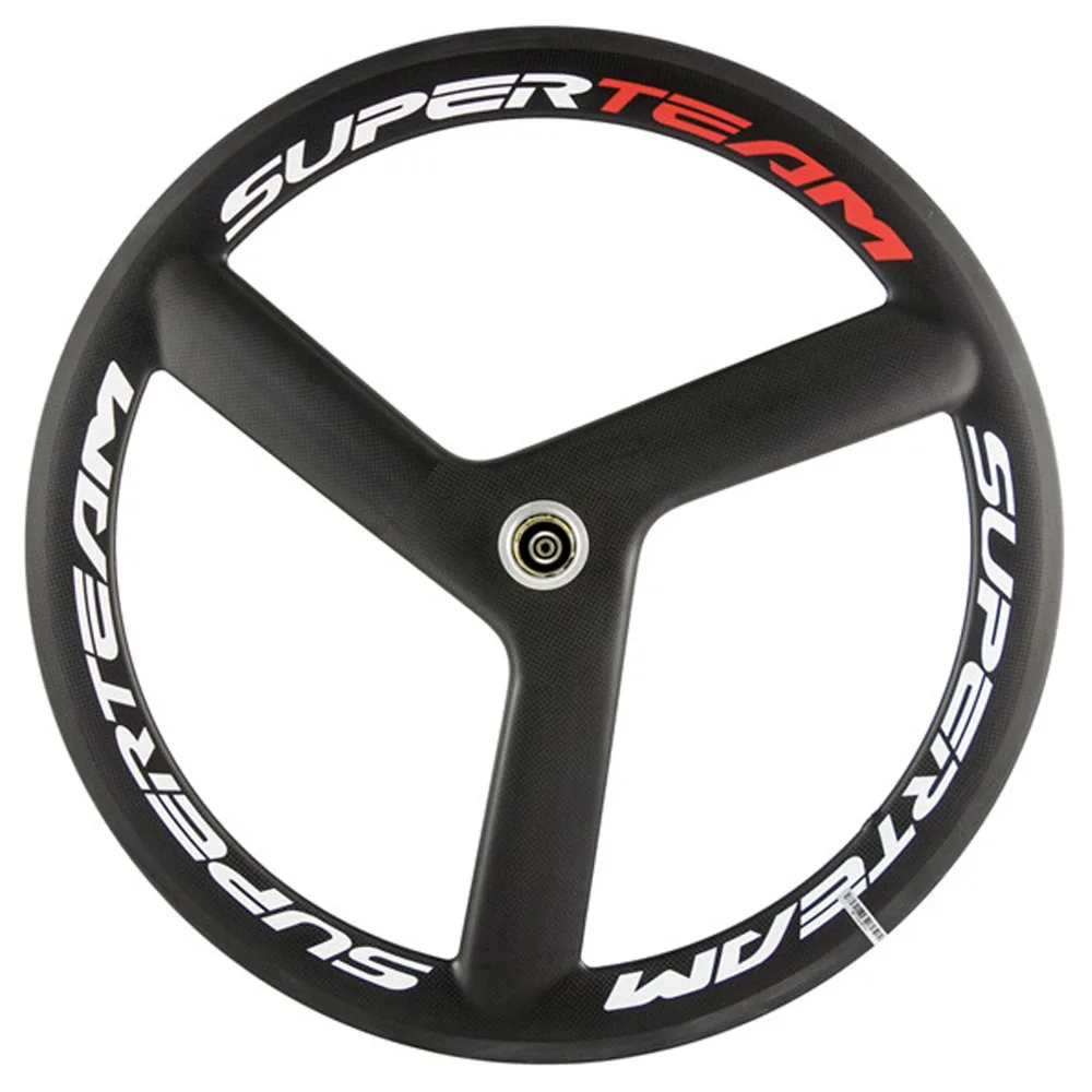SUPERTEAM 700C карбоновый шоссейный комплект колес Tri Spoke 56 мм Глубина 23 мм ширина Clincher углеродный фиксированный редуктор трек 3 спицы колеса