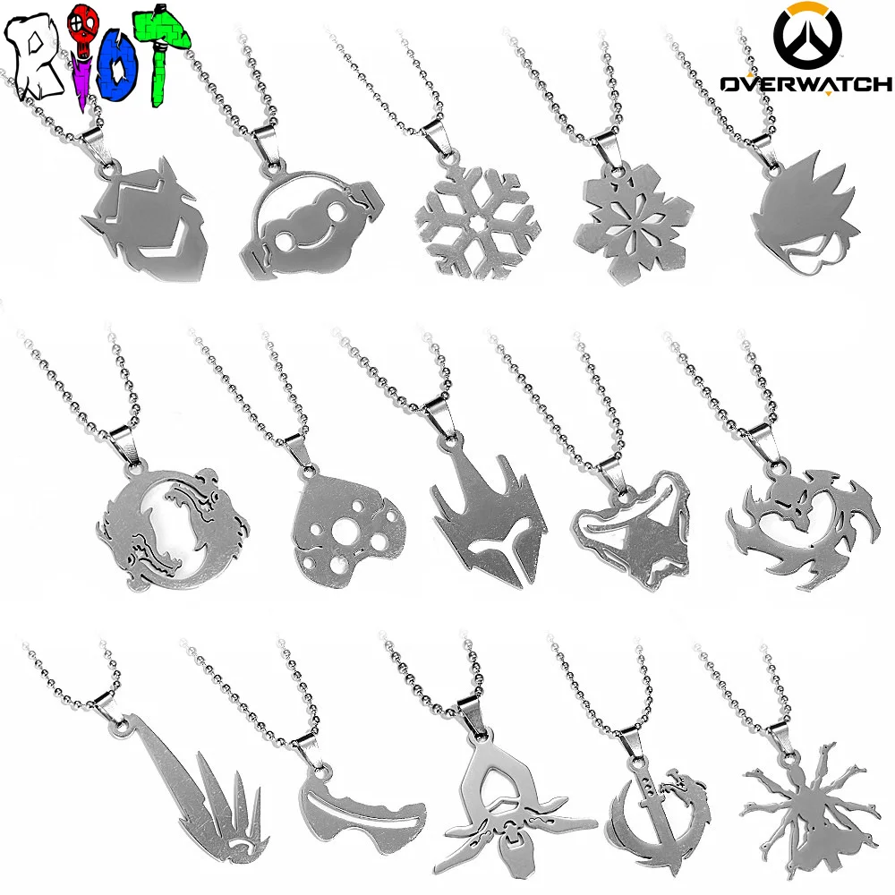 15 шт./лот оптовая продажа ожерелье с подвеской логотипом игры OW Hero подвеска Genji Lucio