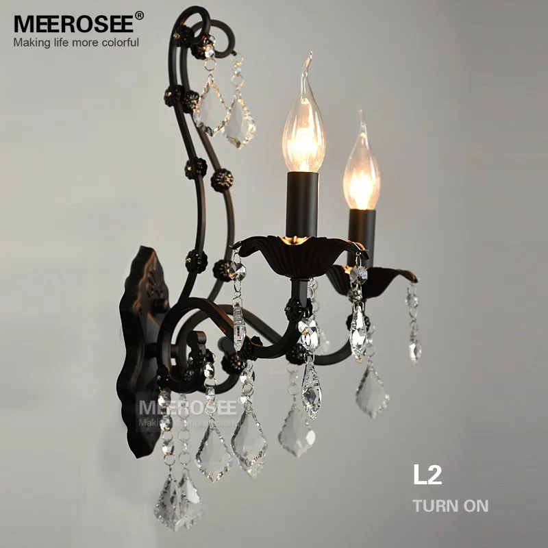 Винтажная настенная лампа с черным кристаллом классическое настенное бра