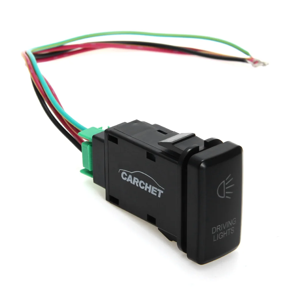 CARCHET Driving Lights Switch for Toyota LED Push with Connector Wire Kit- Laser DRIVING LIGHTS Symbol -Green |