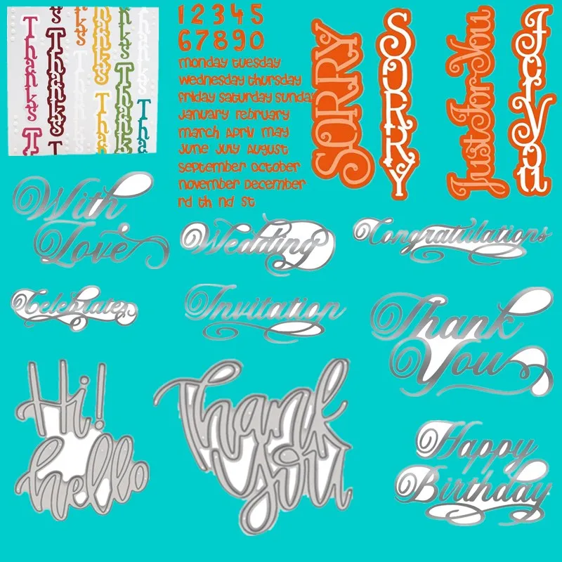 Металлические режущие штампы с цифрами и буквами спасибо трафареты для