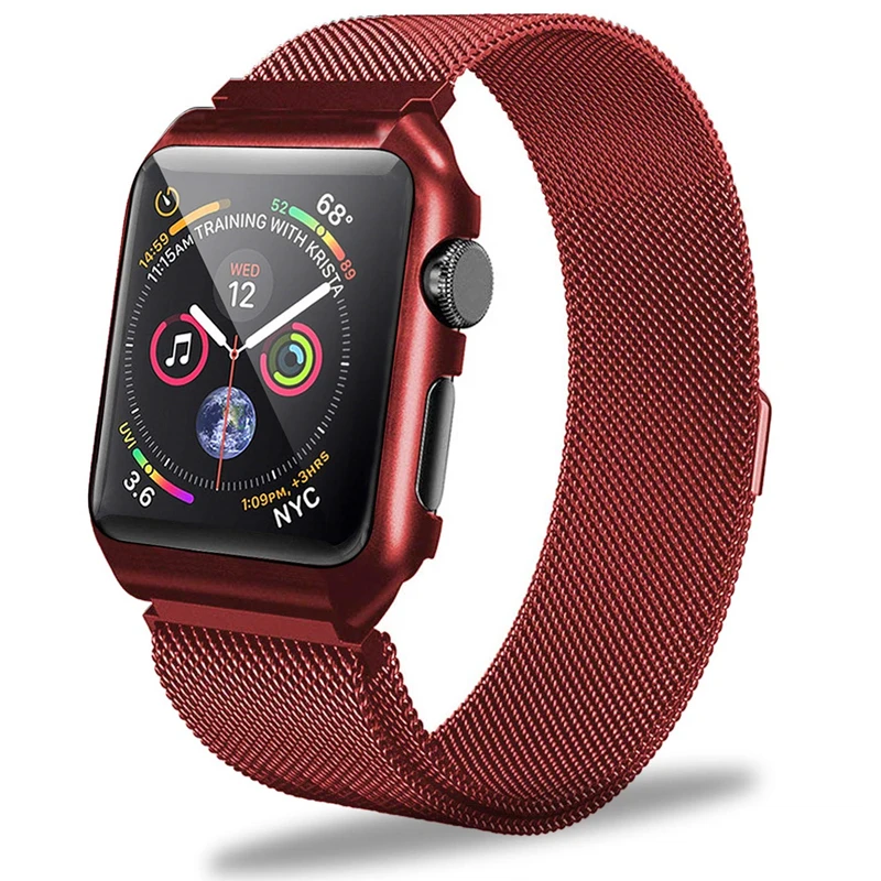 Для Apple Watch серии группа 4 40 мм 44 мм Milanese Loop замена группы металлический защитный чехол iWatch ремешок серии 3/2/1 38 мм 42 мм