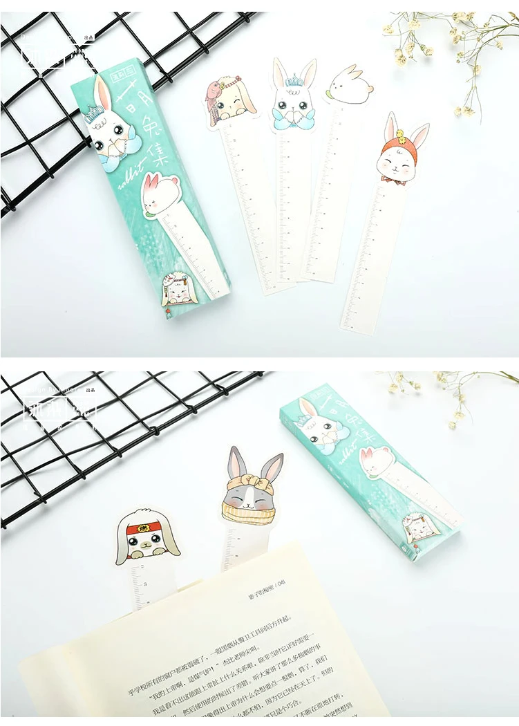 Г-н Бумага 30 шт./кор. Kawaii линейка с кроликом нерегулярные закладки для Новинка для чтения книг, создатель страница инструмент для написания Бумага закладки правителя