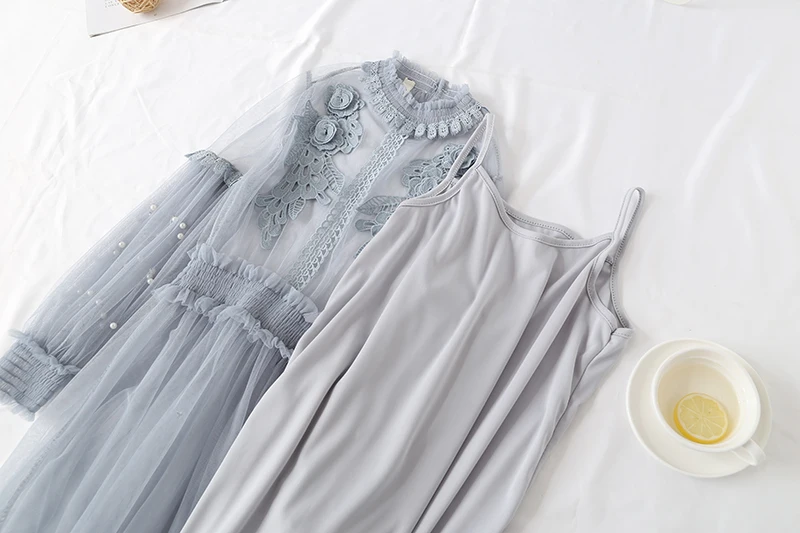 Женское весеннее Сетчатое длинное платье с бисером элегантные праздничные