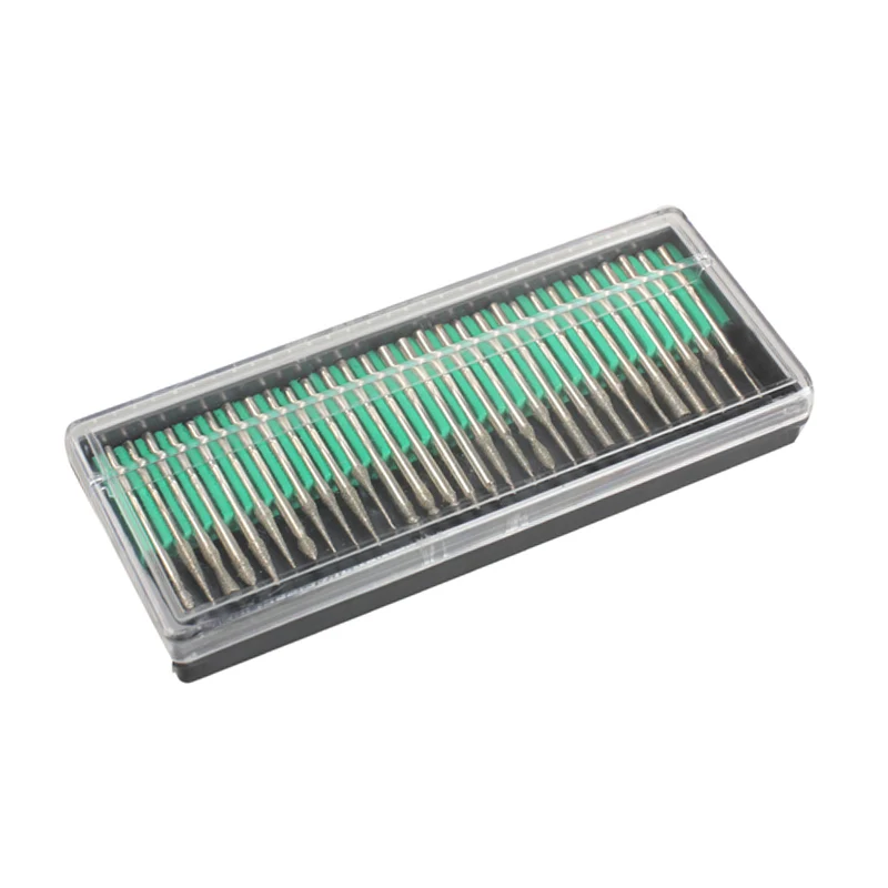 

30 Pcs/Set 3mm Rotary Drill Bits Crystal Diamond Burrs Kit Ceramics Gems Engraving Boxed Portable Refined Carving Tools