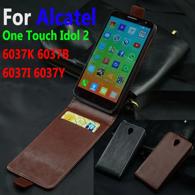 Роскошные Натуральная кожа флип чехол для Alcatel One Touch Idol 2 6037 К 6037B 6037I 6037Y телефон с