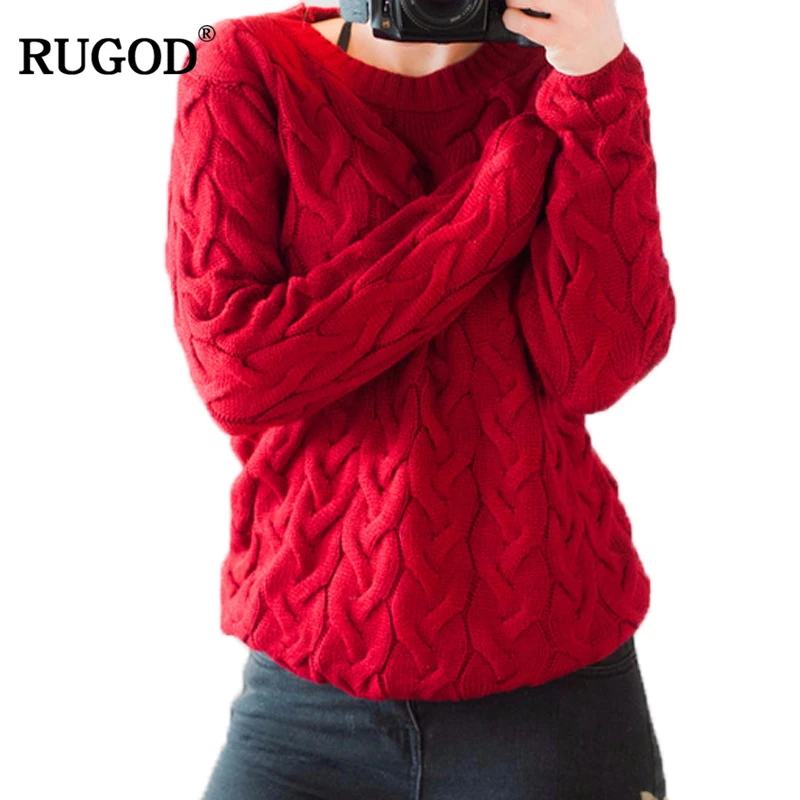RUGOD Solid Women Sweaters And Pullovers Loose Knitted Pullover Female Tops Spring&ampAutumn Long Sleeve Jumper Sweater pull femme | Женская