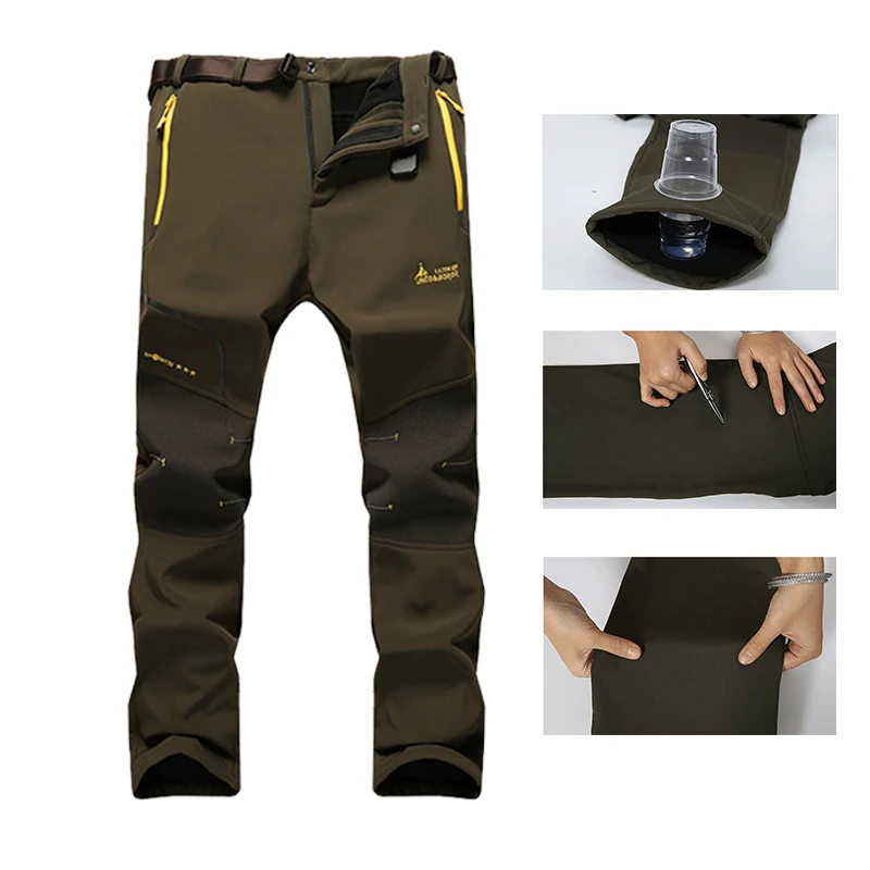 Зимние треккинговые брюки мужские водонепроницаемые мягкие штаны тепловой