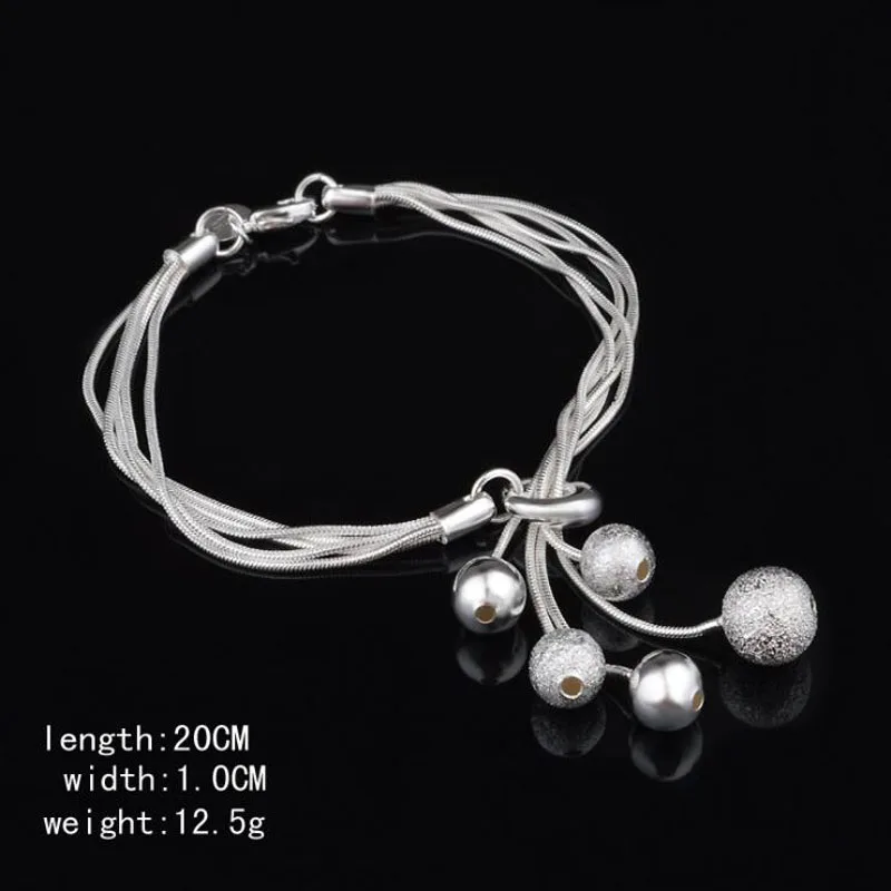 KOFSAC 925 Sterling Silver Multilayer Chain Bracelets For Women Hypoallergenic Frosted Bead Bracelet &amp Bangle Girl Jewelry Gift |
