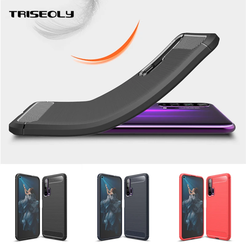 TRISEOLY для huawei Honor 20 чехол силикон из углеродного волокна ТПУ Резиновая задняя