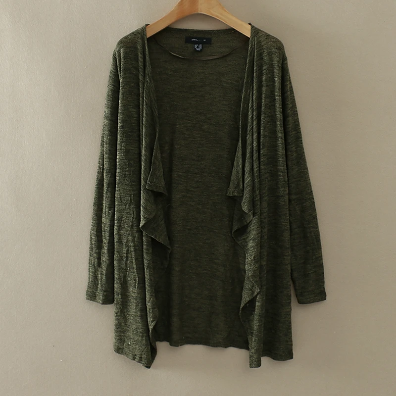 Кардиган женщин свободного покроя сладкий серый черный крючком вязаная кофточка