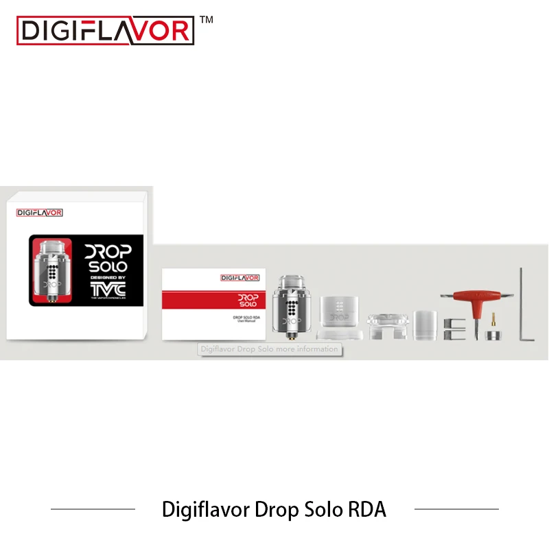 Оригинальный Digiflavor Drop Solo RDA одинарная катушка 22 мм капля с двумя колпачками