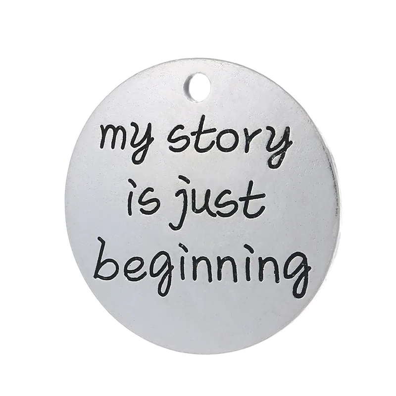 Лидер продаж 10 шт./лот 25 мм буквенная печать my story is just Start шарм Круглый диск