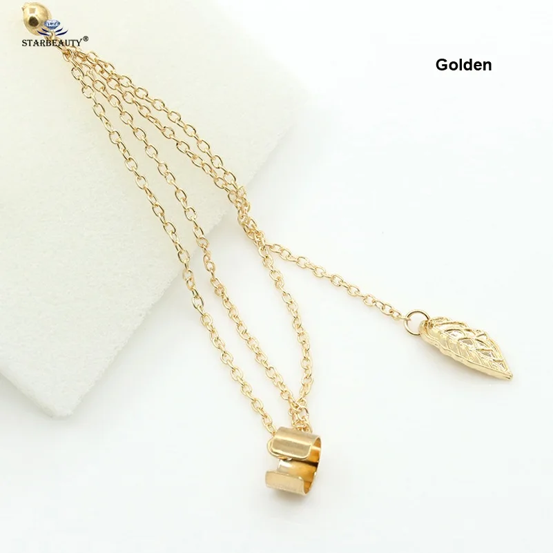 Golden Starbeauty, длинные серьги с кисточками для женщин, зажим в виде листа, сплав, поддельный пирсинг спираль, пирсинг для ушей, Oreja, поддельные серьги, манжета - Окраска металла: Golden