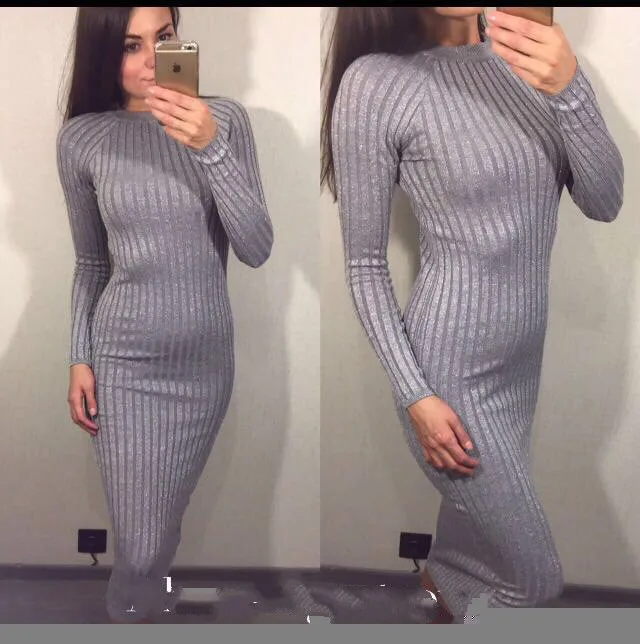 Для женщин трикотажные Платья-свитеры Тощий элегантный облегающее Бандажное