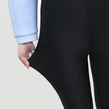 YSDNCHI Winter Leggins Women Trouses Warm Thicken Velvet Leggings Black High Elastic Cotton Ankle Length Fitness Solid Legging 4
