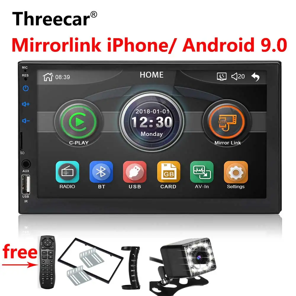 12 all Встроенное Зеркало Ссылка iPhone Android 9,0 2din автомобильный Радио 7 дюймов Bluetooth USB заднего вида Камера MP5 плеер один DIN Авторадио - Цвет: 12 all