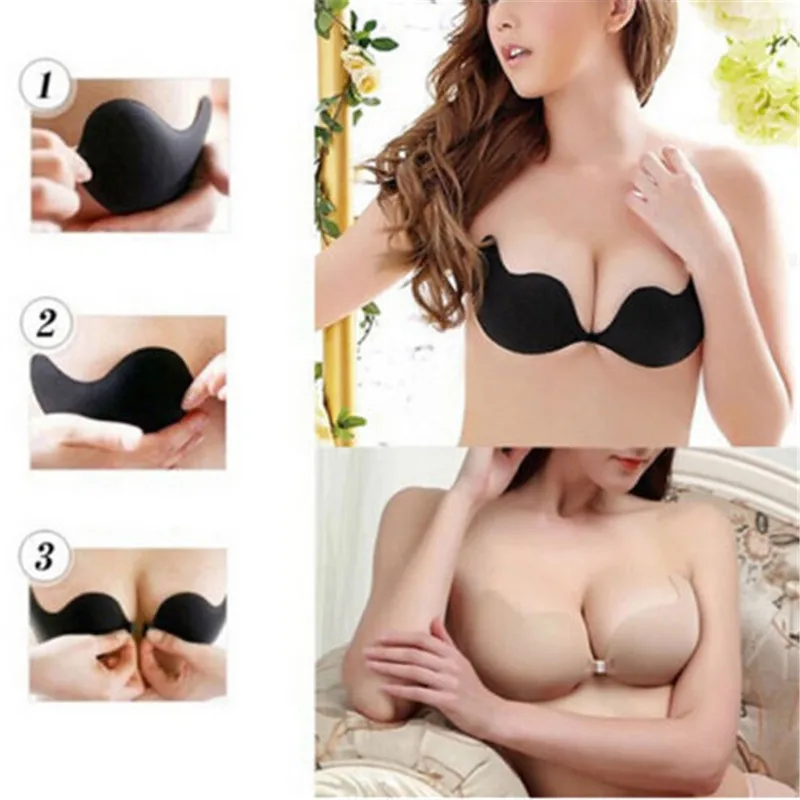Бюстгальтер пуш ап силиконовый без бретелек спортивный Невидимый самоклеящийся