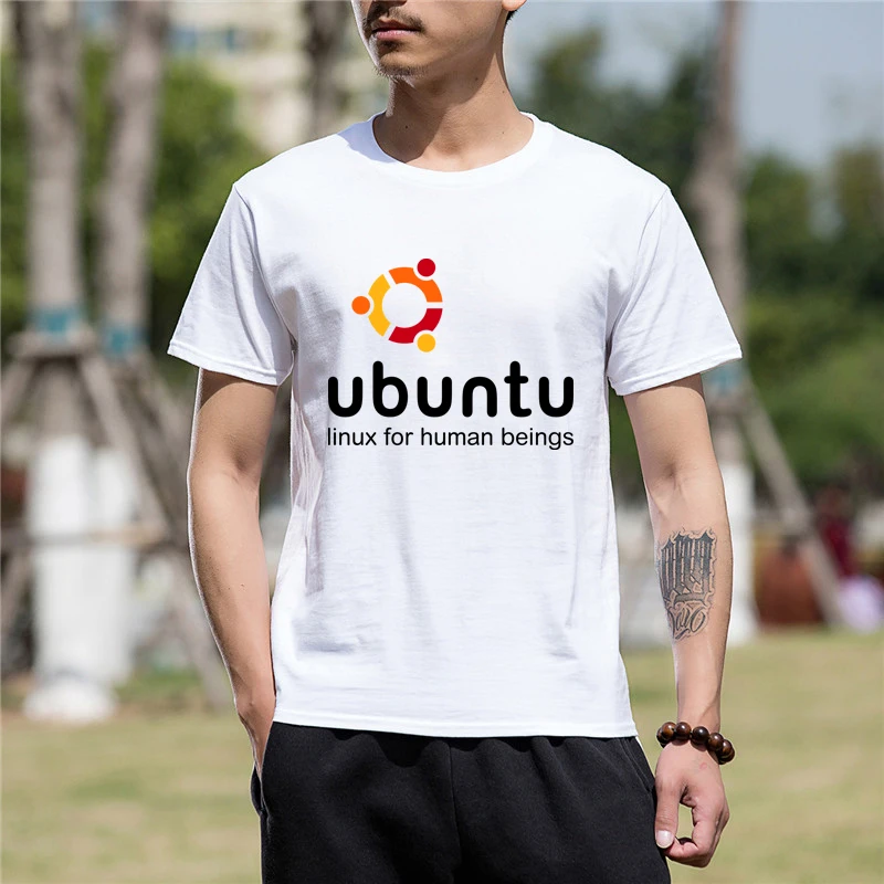 Мужская одежда, летняя стильная футболка с коротким рукавом, хип-хоп, Linux Ubuntu, забавная хлопковая Футболка с рисунком мотоцикла для мужчин