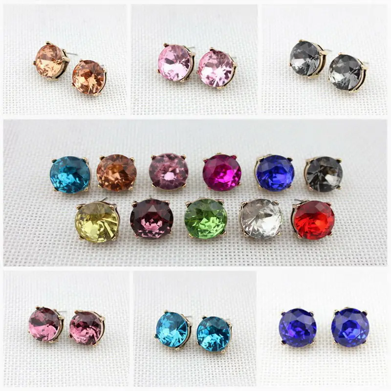 

15mm ZWPON Dot Button Stud Earrings Opal Solid Resin Glass Dot Stone Stud Earrings for Women