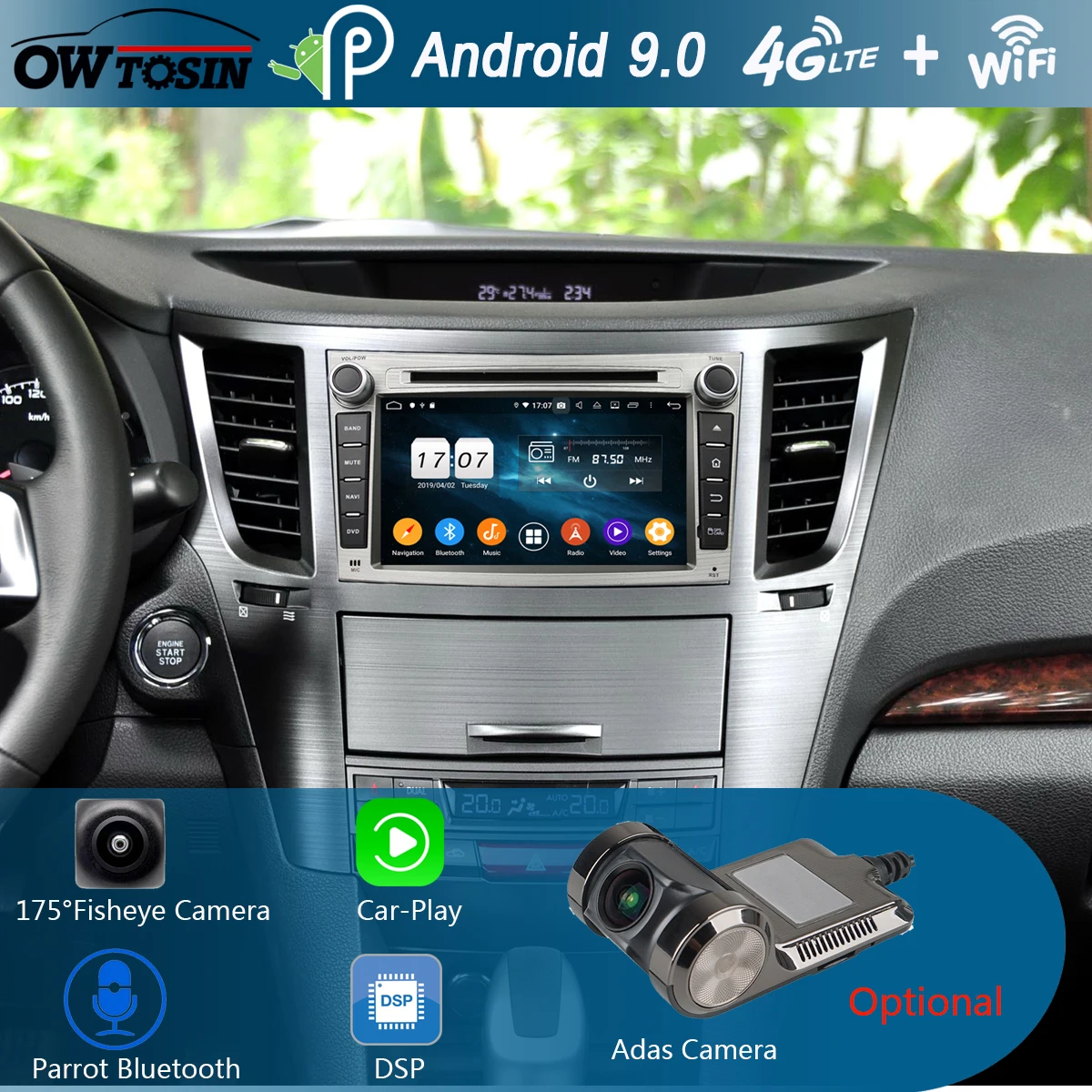 Автомобильный DVD плеер 7 дюймов IPS Octa 8 Core 4G + 64G Android 9 0 GPS навигация для Subaru Legacy Outback