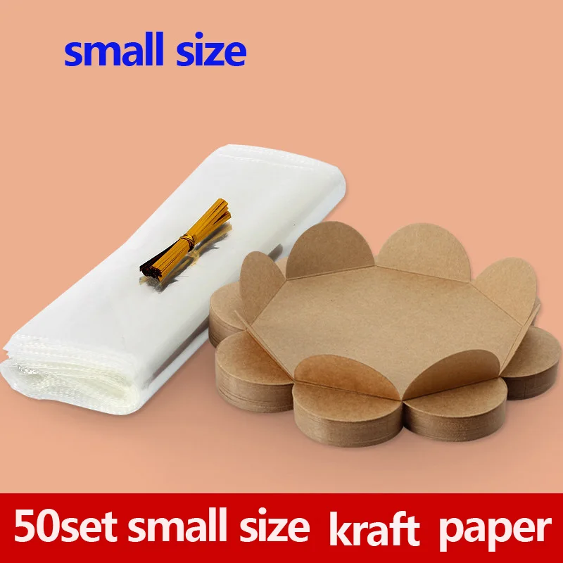 small size kraft pad 50 набор прозрачная пластиковая бумага для выпечки держатель упаковочные коробки мусс кондитерский контейнер коробка для переноски хлеба для продуктов и выпечки печенья пакет сумка - Цвет: small size kraft pad