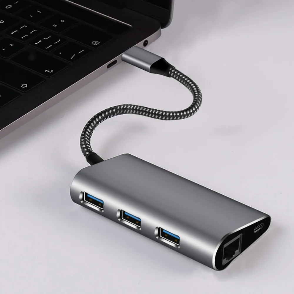 T288 без привода 5 в 1 USB/type c к мультиusb type-c концентратор конвертер с 3 USB RJ45 PD портами