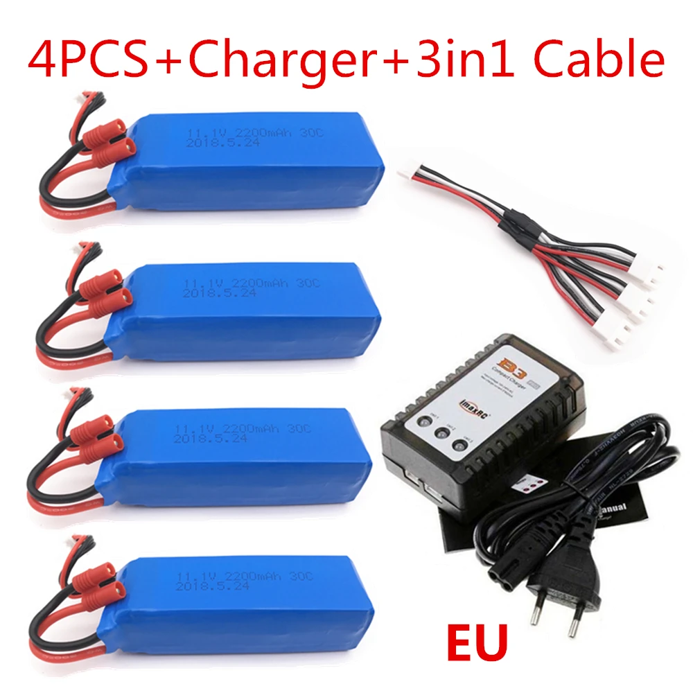 4PCS EU Аккумулятор для BAYANG BAYANGTOYS X16 X21 X22 RC Quadcopter запасные части 11,1 V 2200mAh банан батарея для RC камеры Дрон аксессуары - Цвет: 4PCS EU