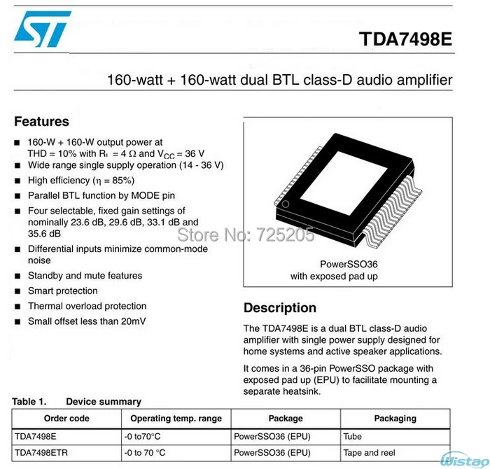 Усилитель PCBA для 6X160 Вт (макс.) Hi Fi Цифровой Класс D TDA7498E домашний усилитель