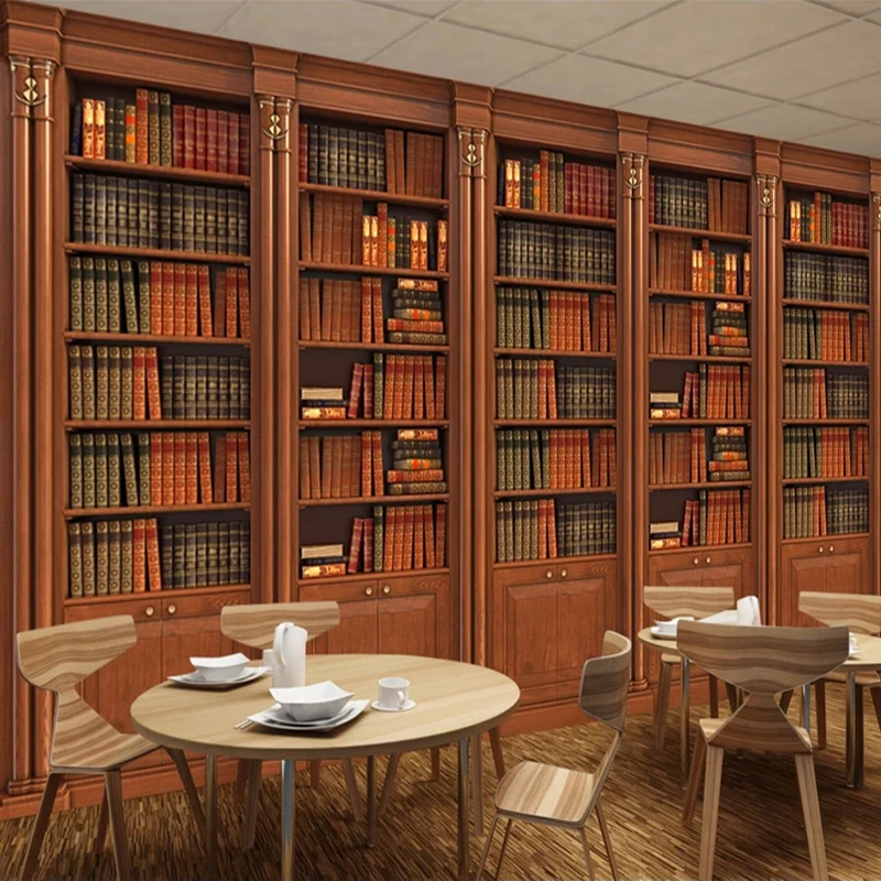 Пользовательские обои 3D стерео книжная полка книжный шкаф фото роспись