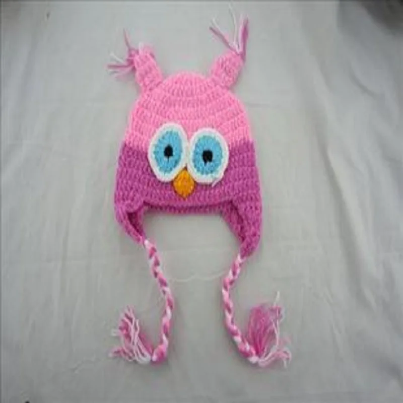Детская вязаная шапка Hooyi для девочек новорожденных с совами головной убор