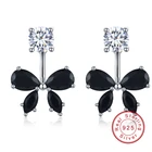 Женские романтичные серьги-бабочки из стерлингового серебра 925 пробы с черной шпинелью, модные ювелирные украшения для помолвки I046