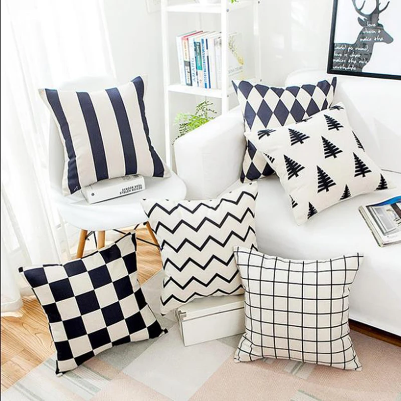 Ogiselestyle черно-белая с геометрическим узором stripespillowcase домашнего декора