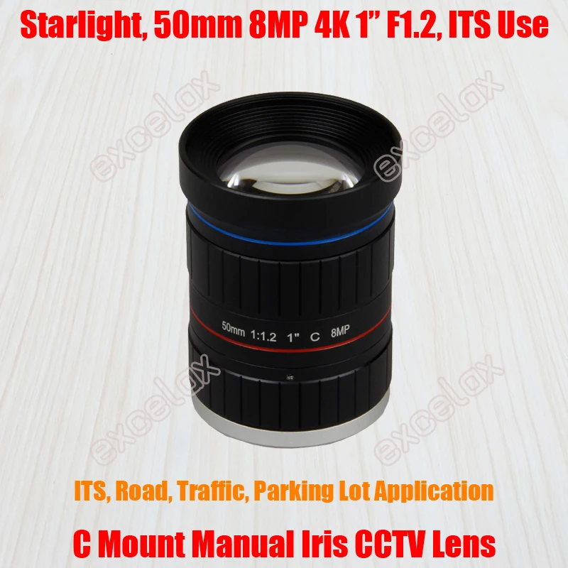 Камера видеонаблюдения Starlight 8 Мп 4K 1 дюйм 50 мм F1.2|c mount|cctv lens50mm f1.2 |