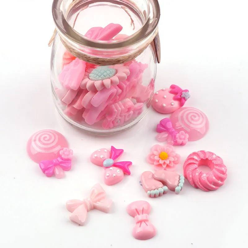 Микс 30 шт Kawaii плоский задник Сделай Сам миниатюрный Искусственный Розовый микс