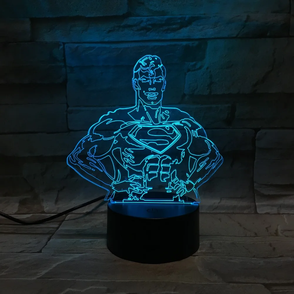 18 см мультяшная фигурка Супермен Бэтмен 3D лава лампа Рождество 7 цветов меняющий