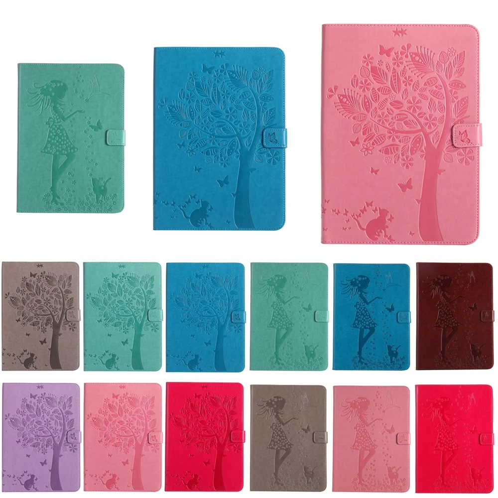 Для Funda iPad Mini 4 чехол кот девушка тисненый PU кожаный с подставкой автоматическим