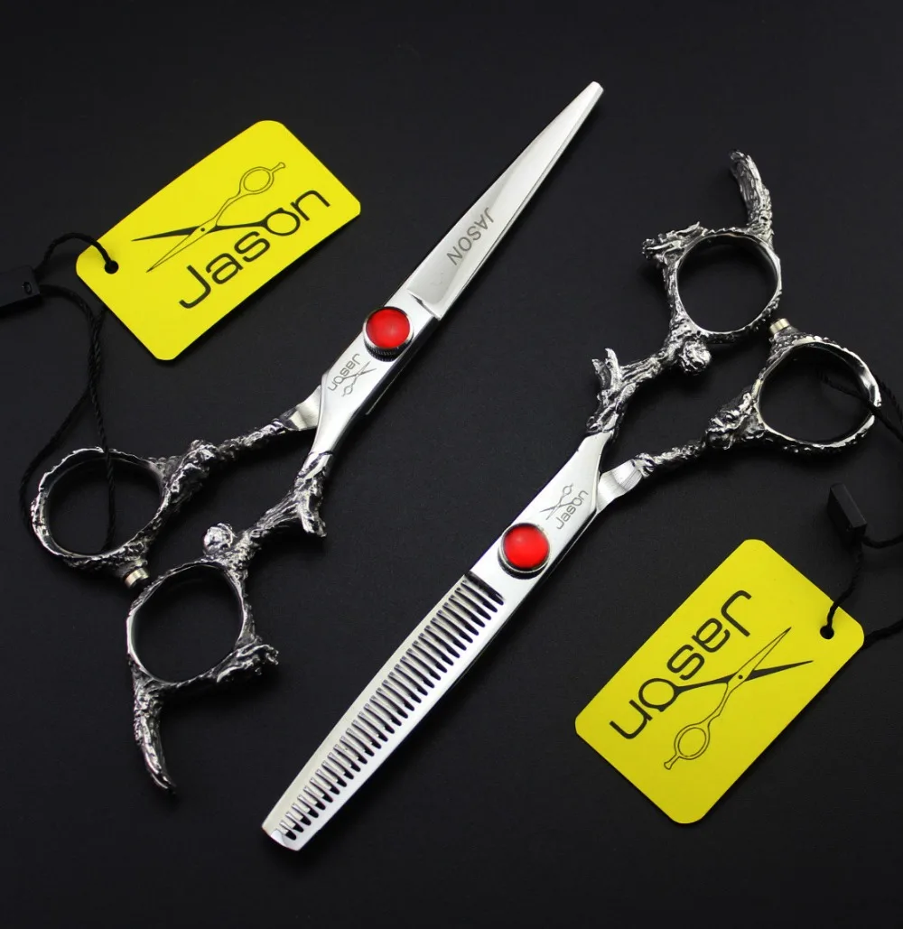 331# 6'' Brand Jason TOP QUALITY Hairdressing Scissors 440C Dragon Handle Barbers Cutting Thinning Shears Hair | Красота и