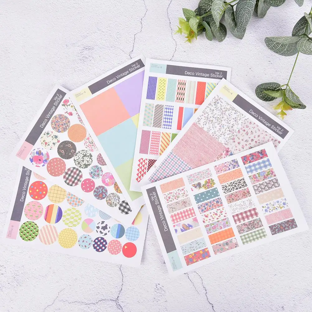 

6 Sheets/lot Vintage Floral Paper Sticker Decor Diy Scrapbooking Diary Sticker Kawaii Stationery School Supplies