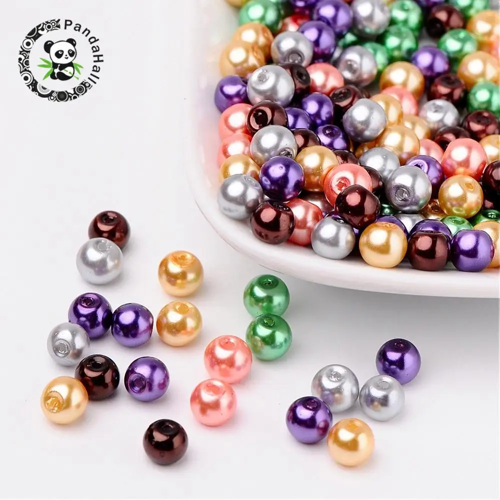 Pandahall 4/6/8mm Glass Pearl Beads Mixed Color Pearlized Beads Round For Jewelry Making DIY Bracelets Hole: 1mm Free Shipping