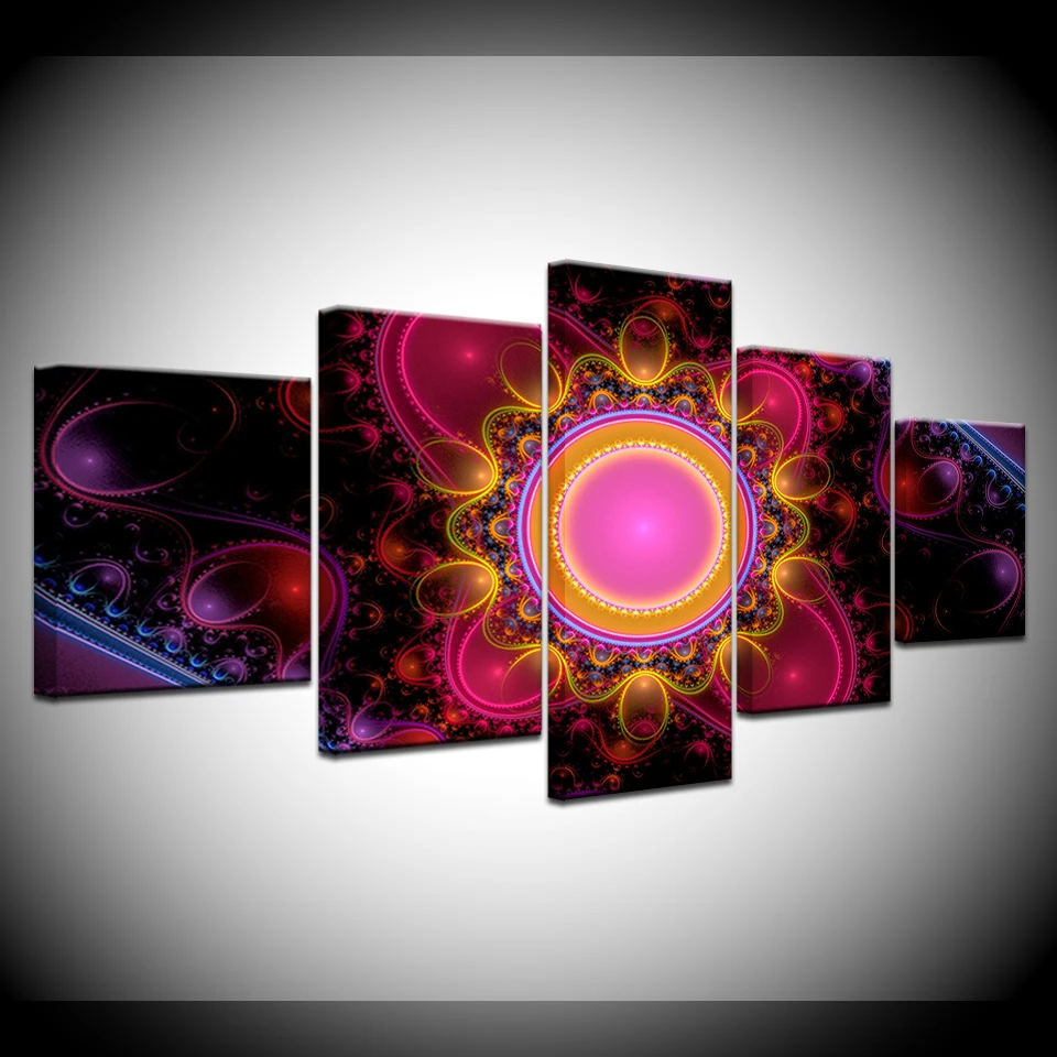 

5 Pcs Painting Art Abstract Flowers Home Decor Canvas Print Modular Wall Pictures Decoration For Living Room Framed Artwork